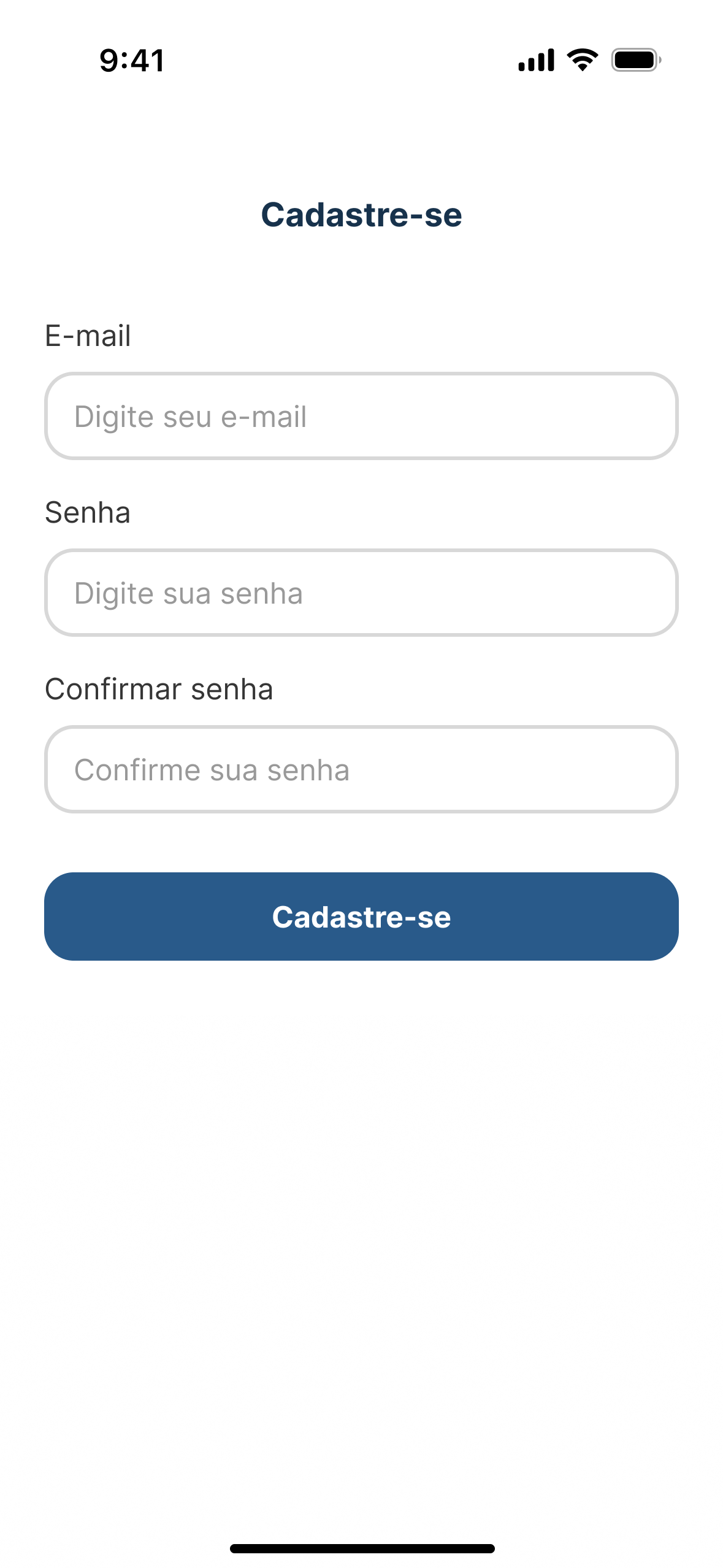 Tela de cadastro