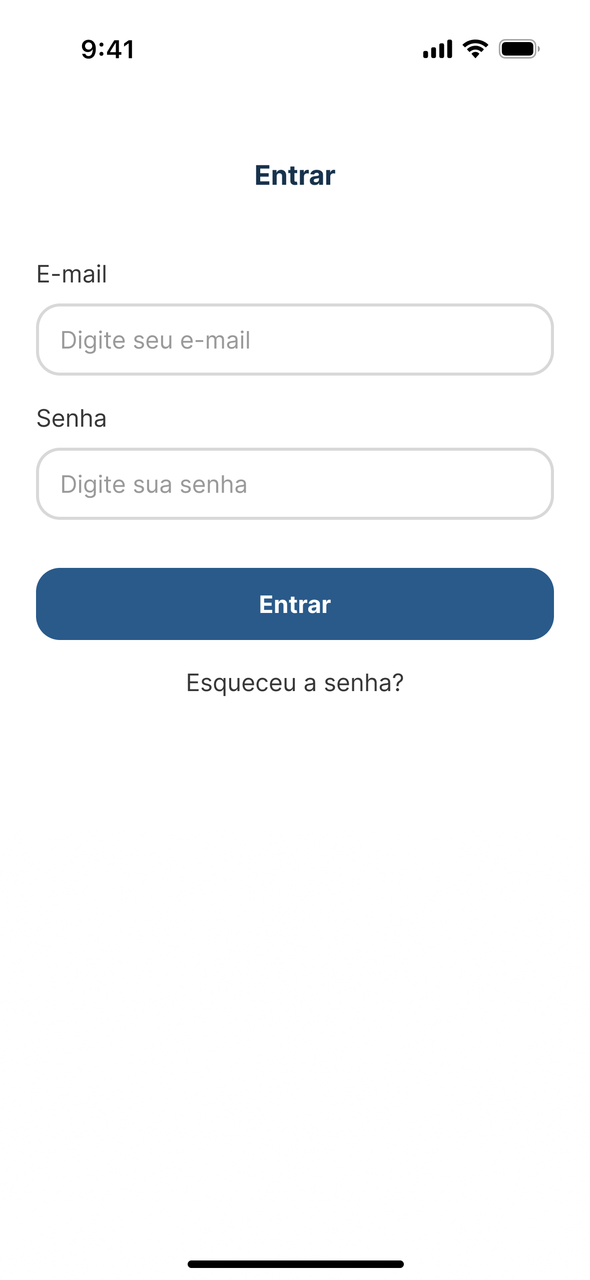 Tela de entrar