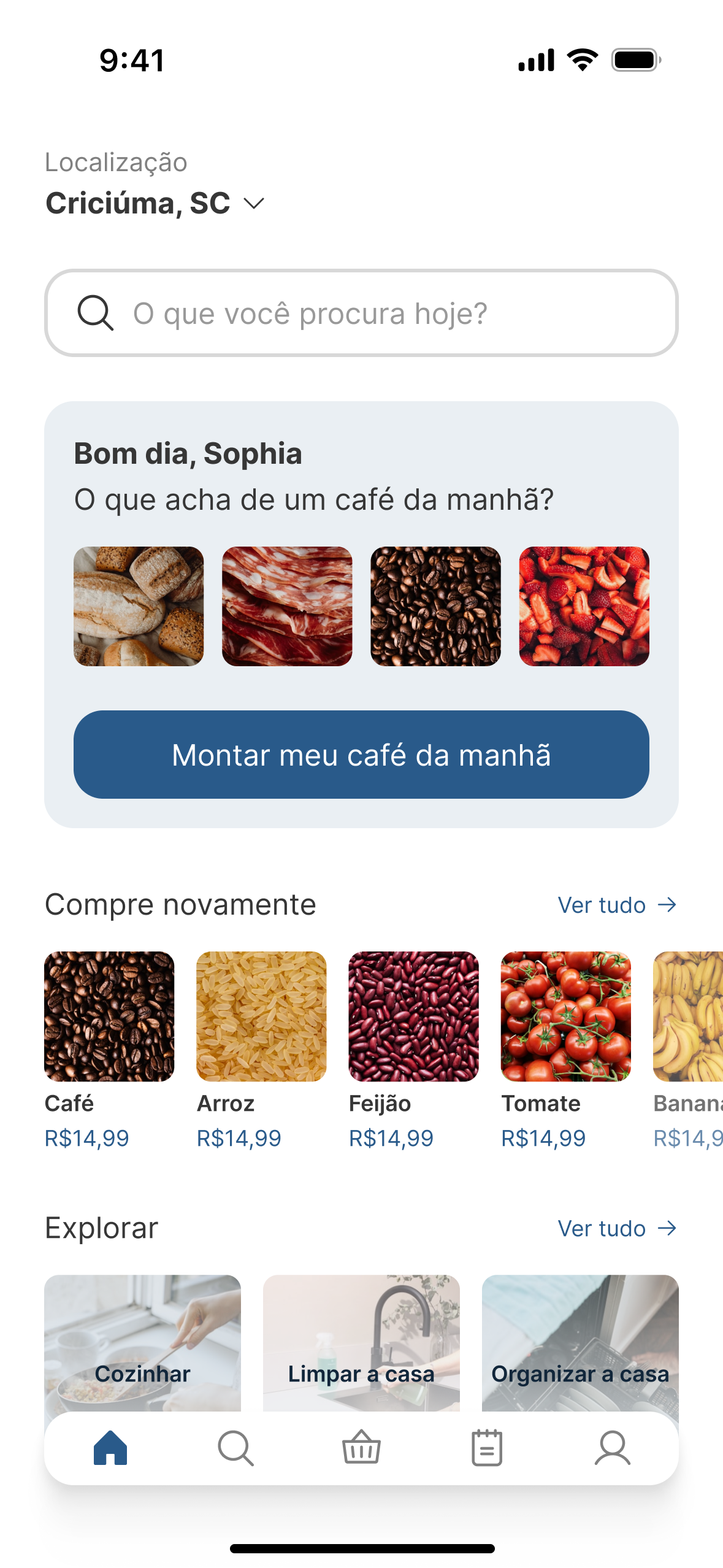 Tela inicial mobile da nova versão