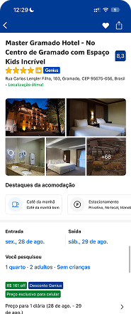 Captura dos detalhes da acomodação original no mobile