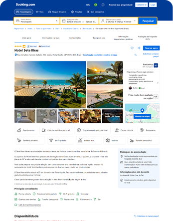 Captura da página de detalhes da acomodação original do Booking.com