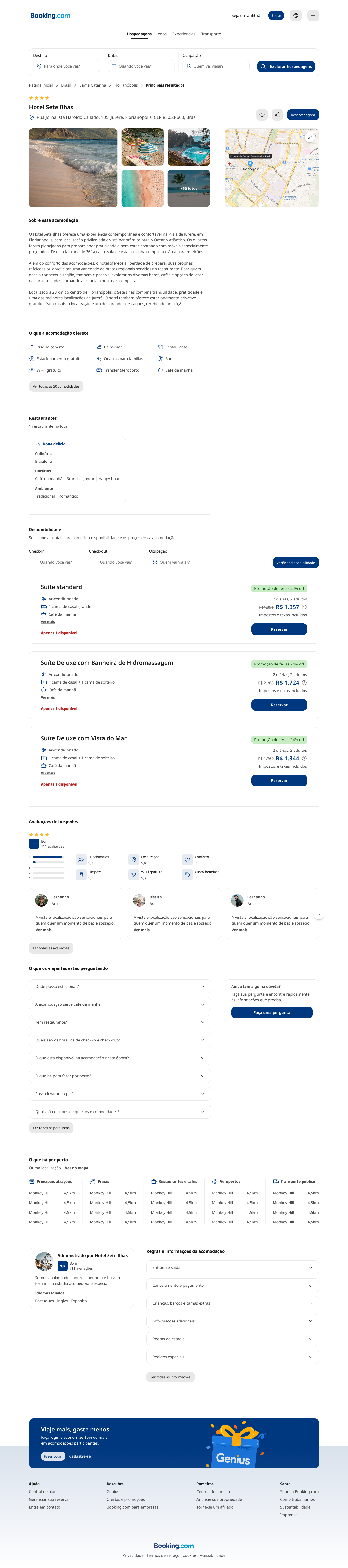 Detalhes da acomodação: redesign atual em web
