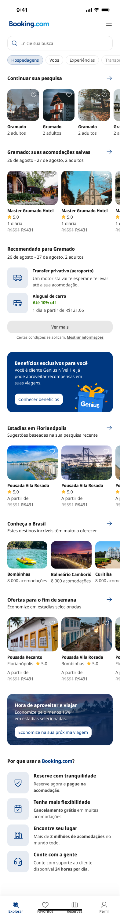 Página inicial: redesign atual em mobile
