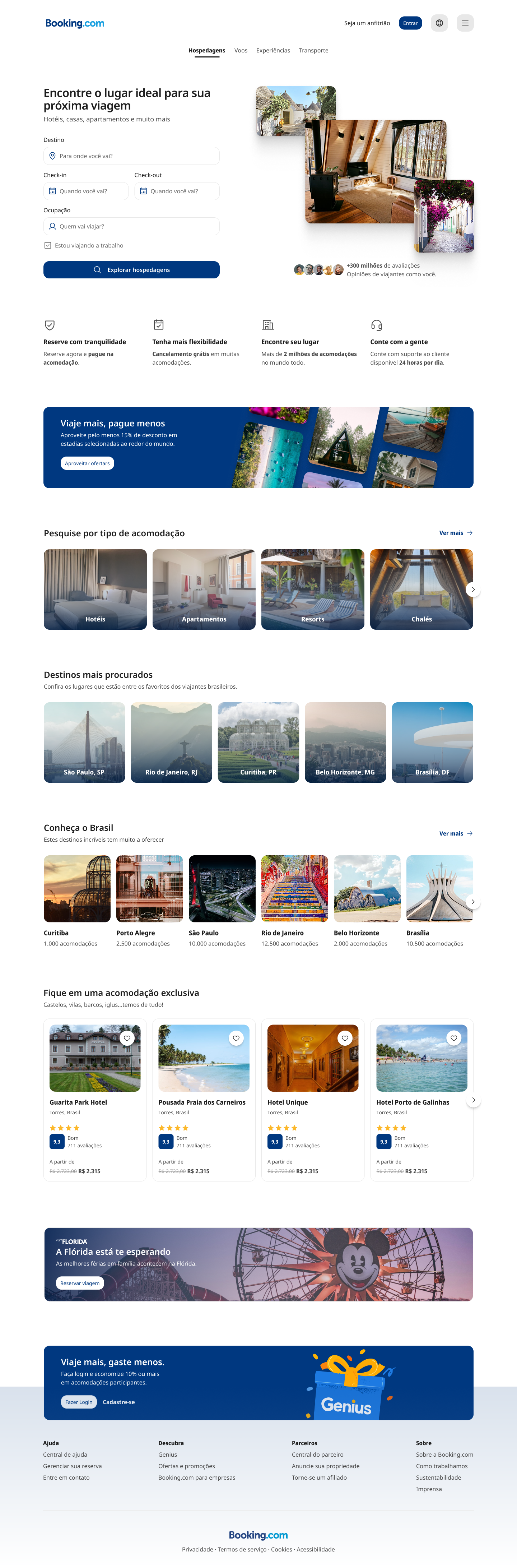 Página inicial: redesign atual em web